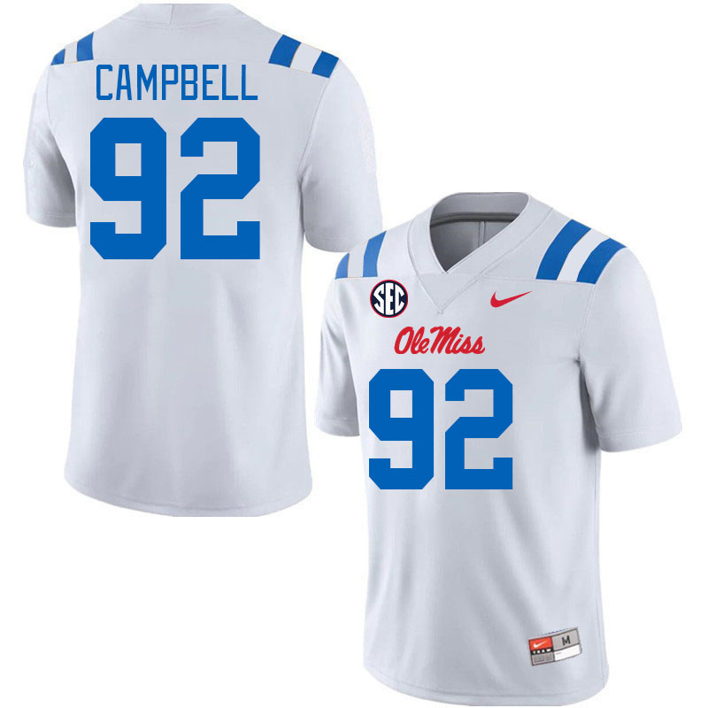 Men #92 Chamberlain Campbell Ole Miss Rebels 2024 New Uniforms College Football Jerseys Stitched-Whi